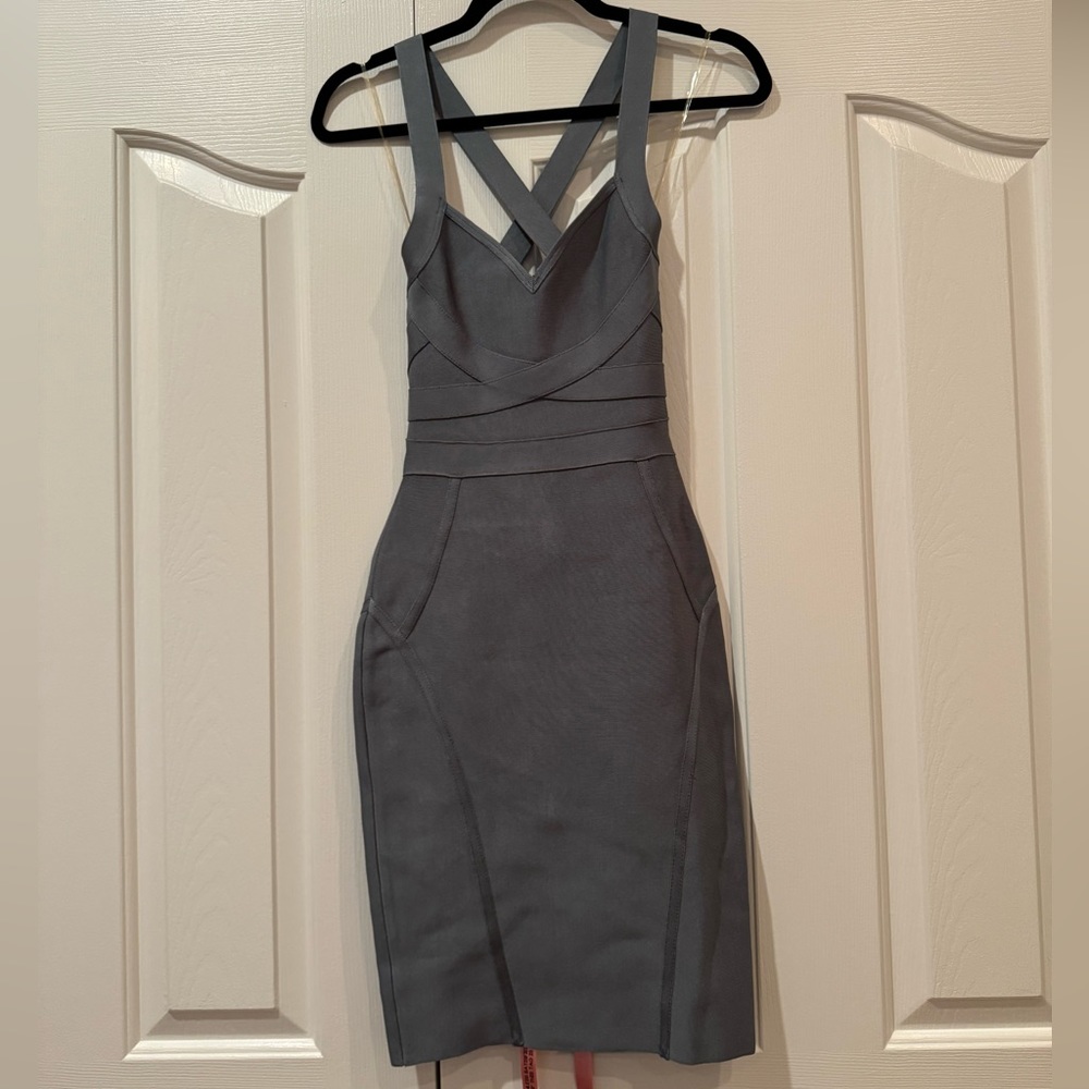 Women’s HOUSE OF CB slate blue bandage dress - size small. Brand new! Never worn